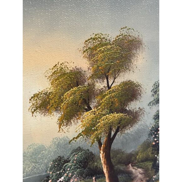 Vintage C. Cushman Original Oil Painting Signed Tree Boat Lake Landscape - Picture 3 of 16